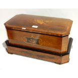 19th century Swiss inlaid rosewood music box by Ducommun Girod with 11" cylinder, nine bells,