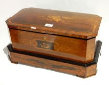 19th century Swiss inlaid rosewood music box by Ducommun Girod with 11" cylinder, nine bells,