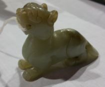 Oriental carved jade lion,