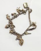 Silver charm bracelet with 14 various charms