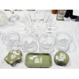 Set of four cut glass sundae dishes, trellis cup,