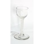 Opaque twist Georgian cordial glass with cup bowl