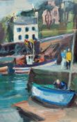 Timothy Vivian
Oil
Quayside scene with figures and boats, buildings in background, signed, 52.75cm x