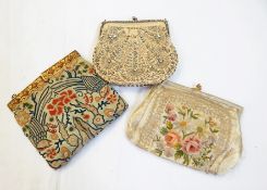 Early 20th century diamante and embroidered evening bag,