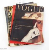 A quantity of vintage Vogue magazines June 1954, Diamond Jubilee 1916-1976, November 1934, April