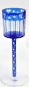 Otto Prutscher for Meyr's Neffe blue cased and cut stemmed wine glass,