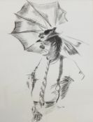 Margaret Murray 
Three prints
Mime artist, clown under an umbrella and three entertainers, signed