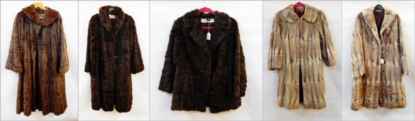 Five various lady's rabbit and other fur coats and jackets by Frederick Hardy,
