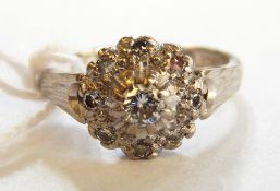 18ct white gold and diamond cluster ring