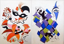 Margaret Murray
Pair oils on canvas
"Jokers Wild" and "Columbine", 68cm x 48.5cm 

Margaret Murray