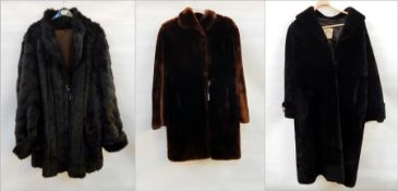 Claremure dark faux-beaver coat,