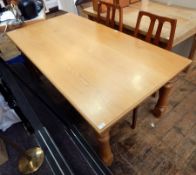 20th century oak dining table by Thomas Hotchkiss, rectangular with stepped thumb-moulded edge,