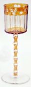 Otto Prutscher by Meyr's Neffe cased and cut amber stemmed wine glass,