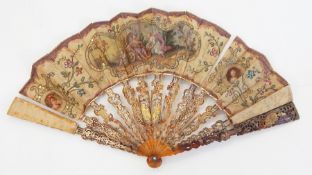 Late 18th/early 19th century gilded and pierced tortoiseshell fan,