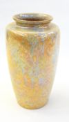 Ruskin pottery lustre vase in yellow and pearlescent glaze with slight everted rim,
