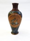 Doulton Lambeth Florence Barlow stoneware vase, baluster form,