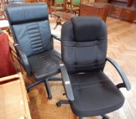 A contemporary office swivel chair on castors,