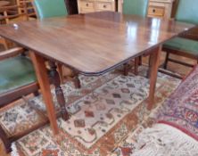 19th century mahogany drop flap dining table, with reeded edge, on square tapering legs,