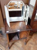 20th century oak table top bookcase, on square legs with castors,