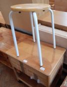 Modern beech trolley with two drawers and an open undershelf, on castors,