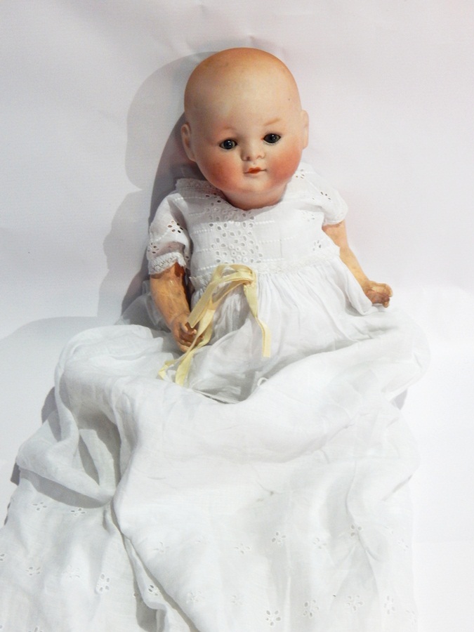 Theodore Rechnagel bisque headed baby doll inscribed "Germany 3 R138A", with blue sleeping eyes,