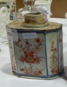 18th century Chinese porcelain tea caddy, panelled rectangular,
