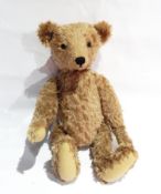 Modern Stier bear, dark blonde mohair jointed body, felt pads, black glass eyes, stitched nose,