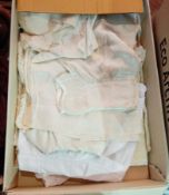 A quantity of early 20th century baby clothes including silk cloak, silk trimmed bonnet,