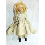 SFBJ bisque headed doll marked "SFBJ 60, Paris 13/0" with painted features, wooden painted body,