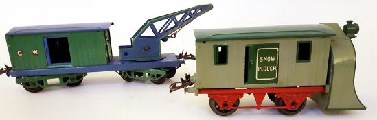 A Hornby 'O' gauge Snow Plough and a G.W.