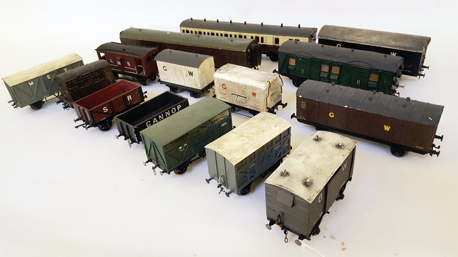 A collection of 'O' gauge wooden rolling stock,