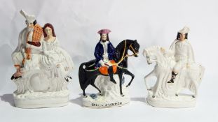 Staffordshire pottery flatback "Dick Turpin", another,