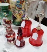 A ruby flashed glass decanter,