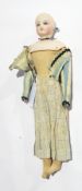 Bisque shoulder head fashion doll (possibly French), marked "E/F I B", having blue fixed eyes,