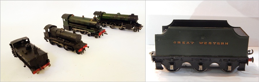 Four 'O' gauge scratch-built locomotives, two live steam,