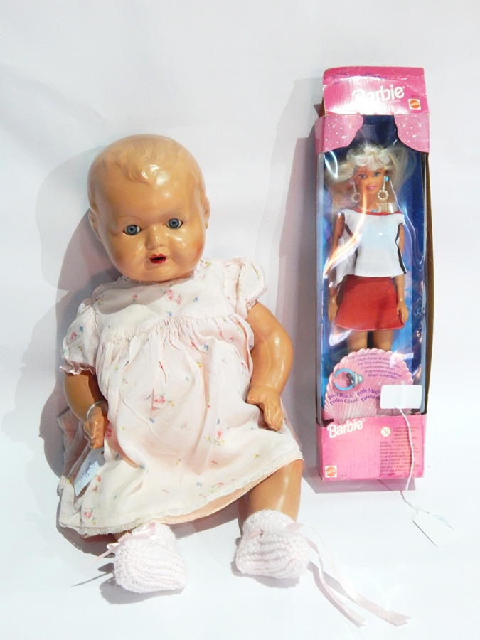 1930's composition doll with sleeping eyes,