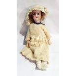 German bisque headed doll inscribed "Germany 0", with blue sleeping eyes, open mouth, moulded teeth,
