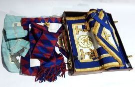 A 1970's collection of Masonic items, Norfolk Lodge, Bury St Edmonds with aprons,