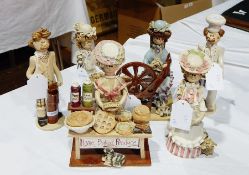 Set of six Victorian style ceramic figures by Laura Dunn, viz:- "Baker", "Golfer", "Greengrocer",