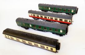 Eight scratch-built 'O' gauge wooden passenger coaches (three lacking axles) (8)