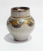 Studio pottery stoneware vase, shouldered and tapering with gilt,
