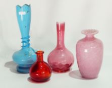 Cranberry glass ball and shaft vase of slightly lobed form,