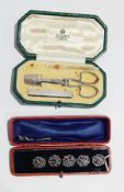 A lady's silver etui comprising scissors, thimble, needle case and nail file by Aspreys,