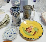 A Royal Worcester Nelson Victory at Trafalgar tankard, two blue and white Royal Bon vases,