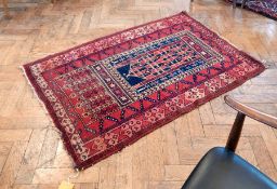 Persian style prayer mat, red ground,