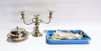 A quantity of silver plate to include three-branch candelabrum,