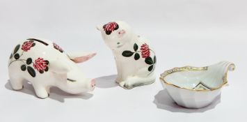 Plichta ceramic piggy bank with floral decoration, 12cm long,