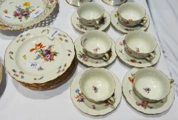 Set of six Meissen porcelain cups and saucers and matching plates, 19.