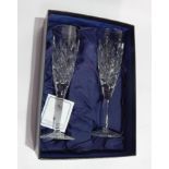 A boxed pair of Waterford Crystal flared rim wine glasses from the Millennium Collection,