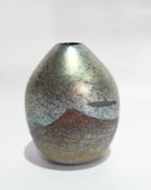 A Norman Stuart Clarke studio glass vase of oblate form with sloping shoulders to straight sides,